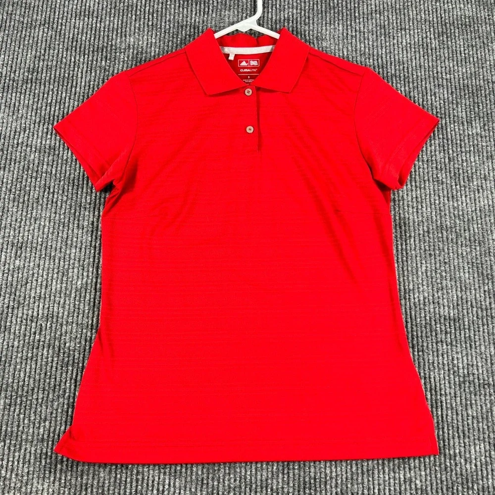 Adidas Polo Shirt Womens Small Red Short Sleeve Climalite Tennis Golf Pickleball